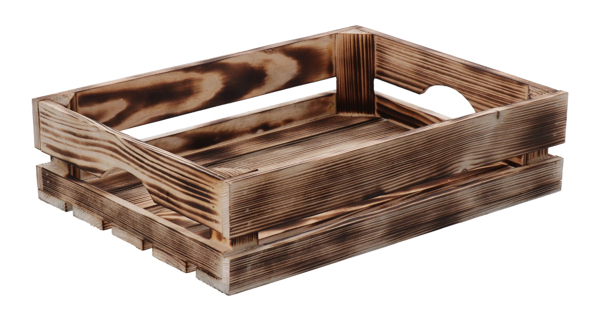 Opálená dřevená bedýnka 40 x 30 x 10 cm