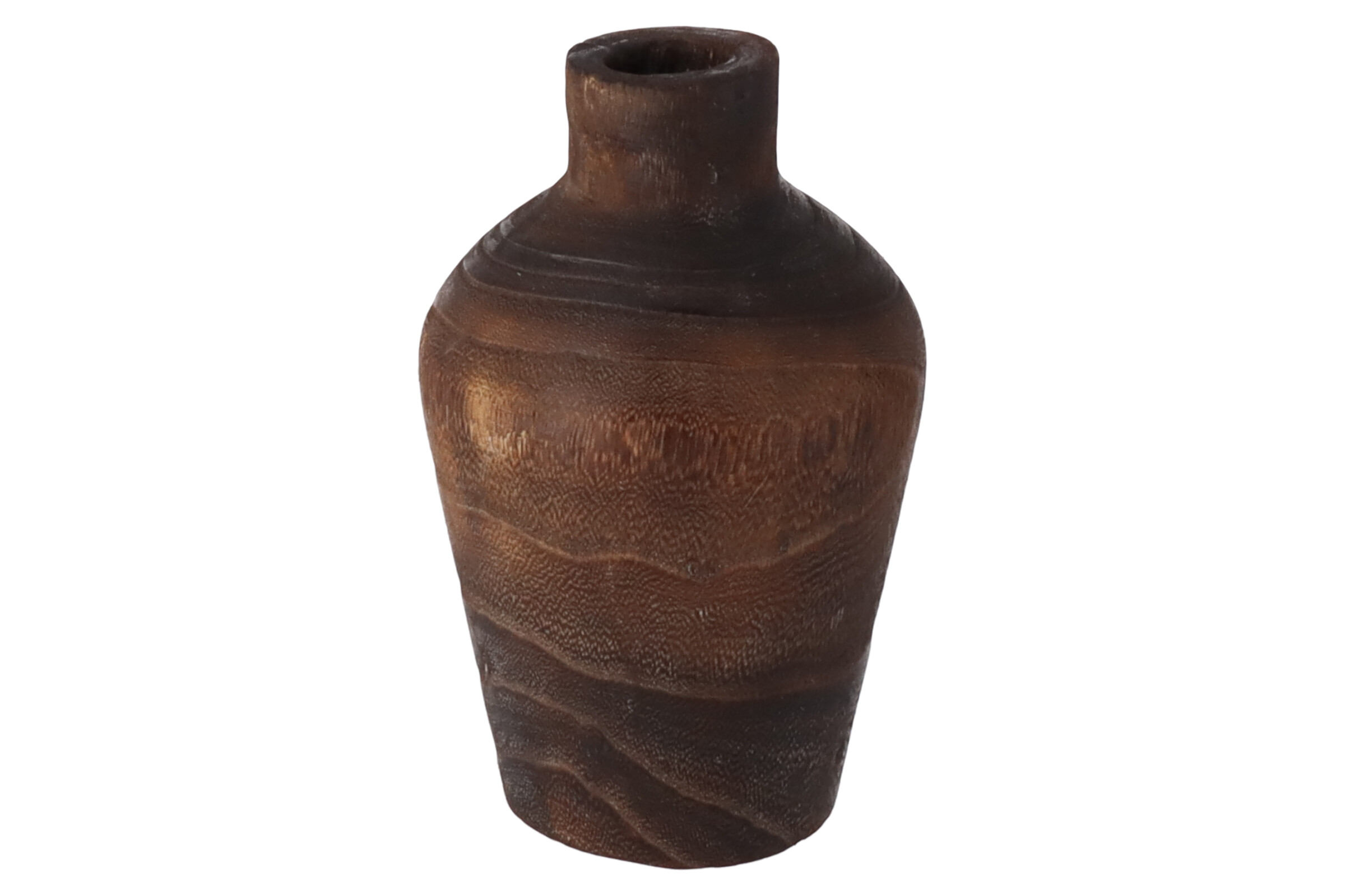 Dřevěná sloupová váza tmavá 19 cm