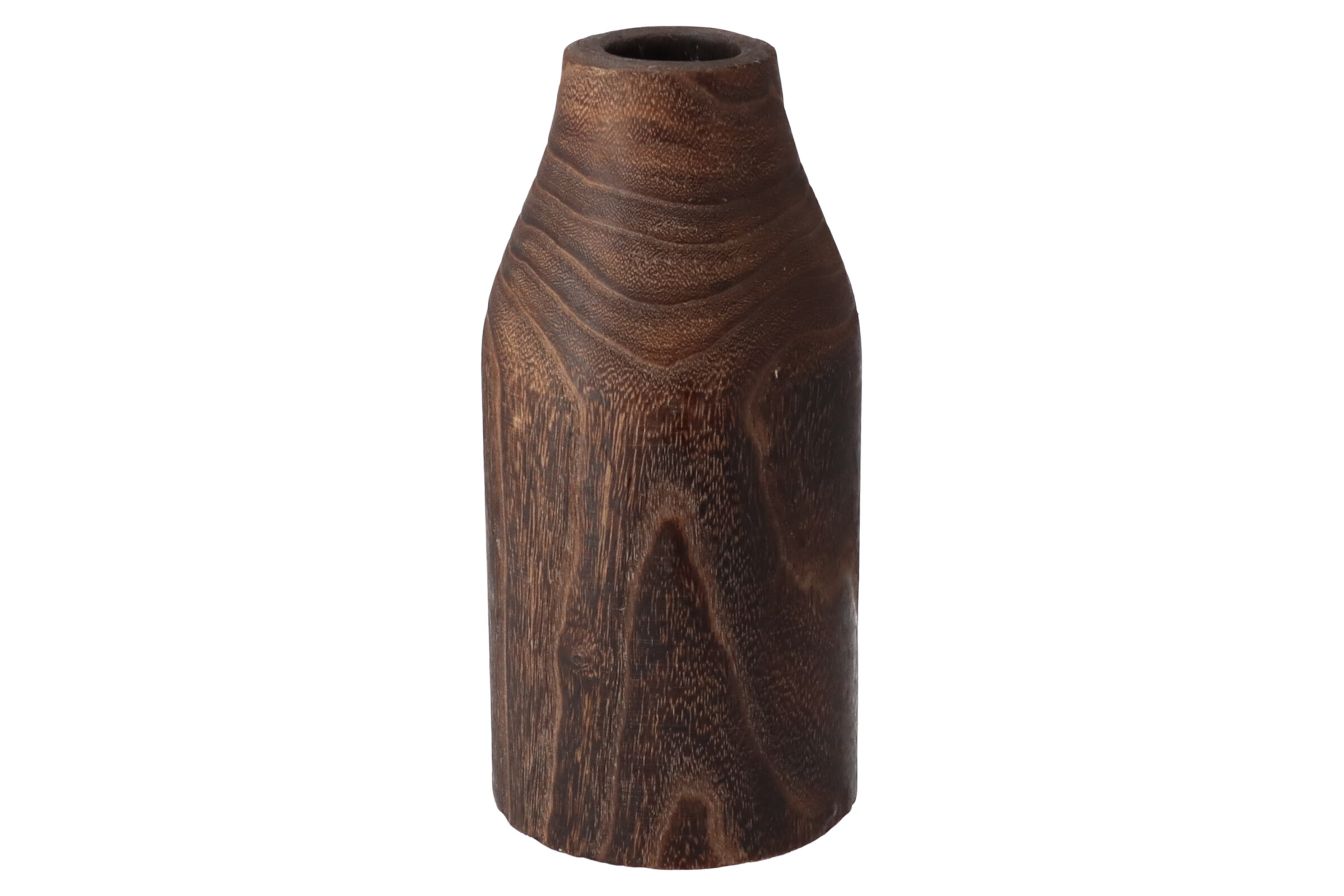Dřevěná sloupová váza tmavá 25 cm
