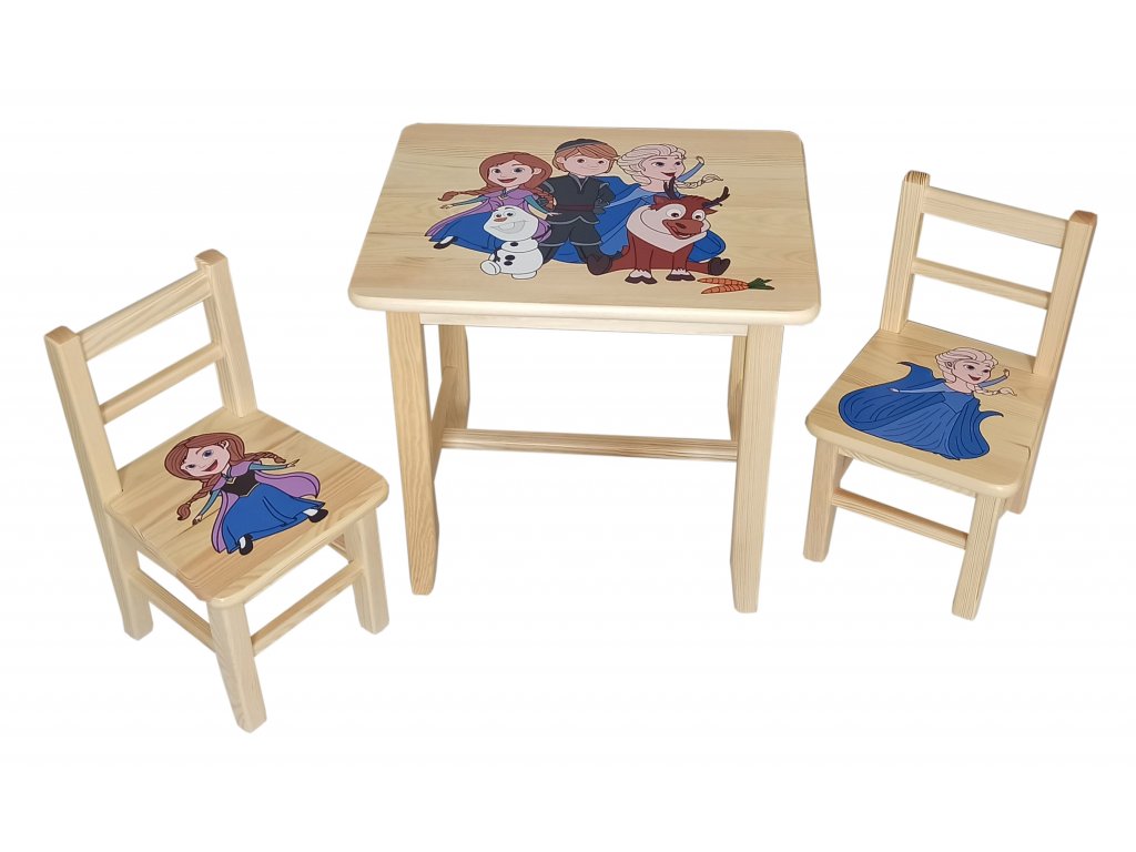 Dřevěný dětský stoleček s židličkami - Ledové království