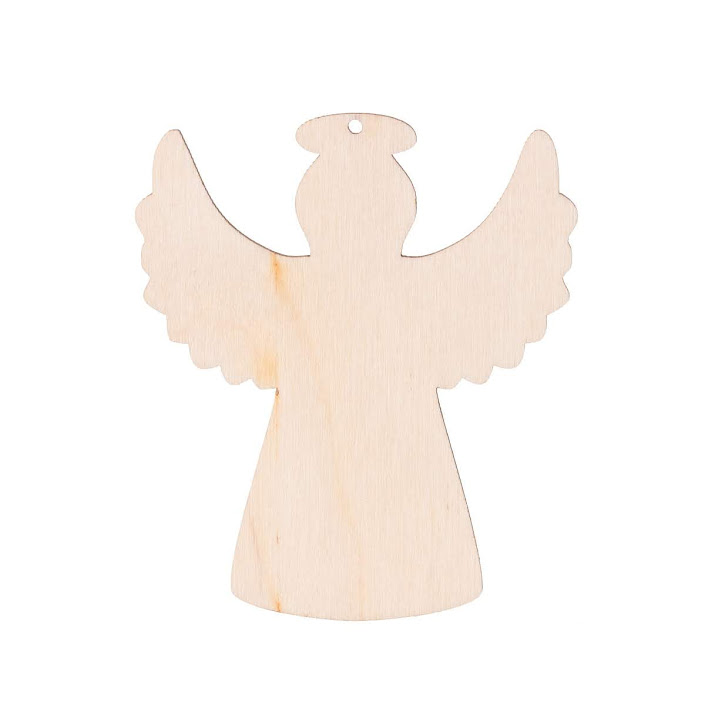 Dřevěný anděl s dírkou XII 8 x 7 cm