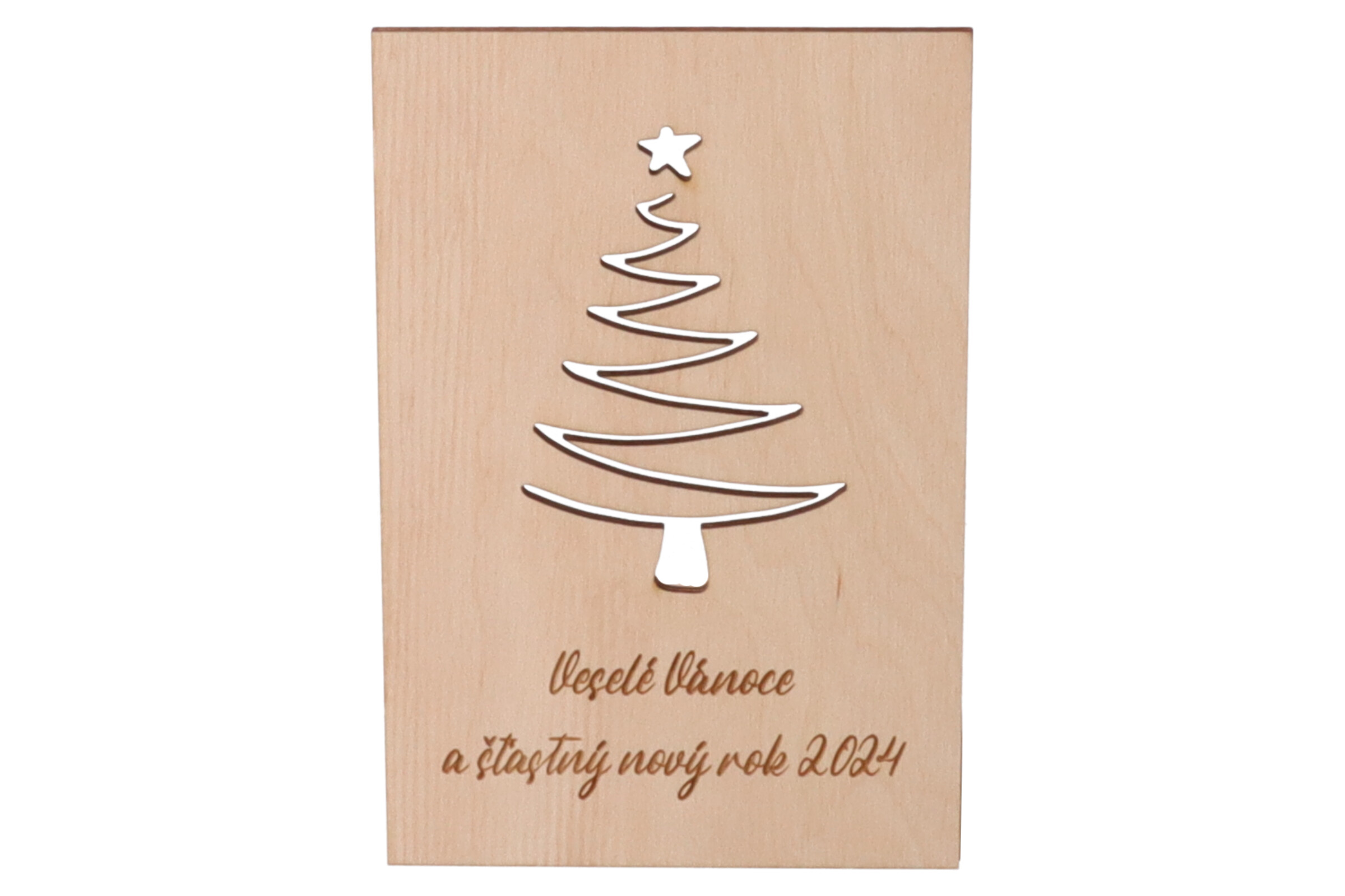 Dřevěné vánoční přání - PF stromeček