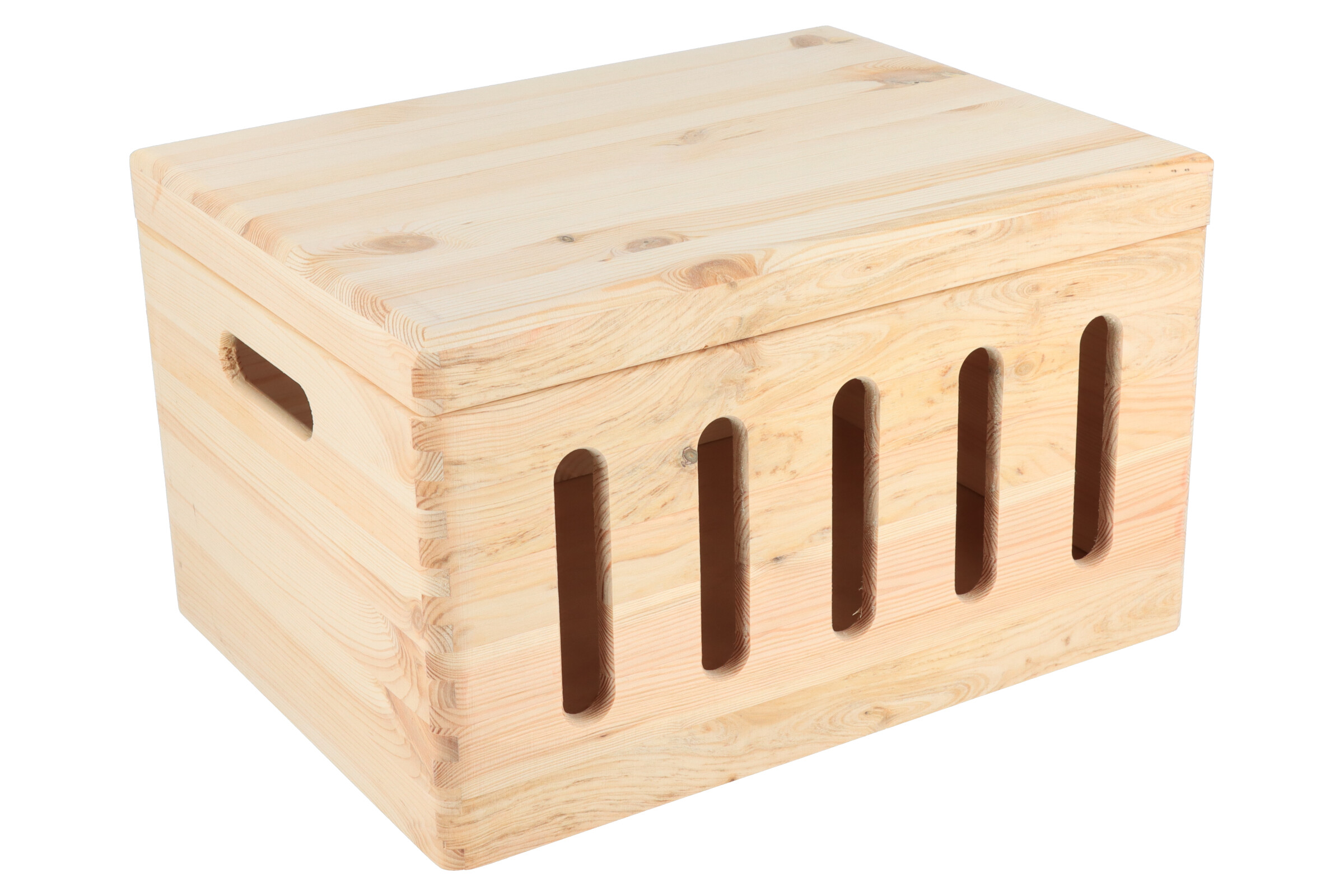 Dřevěný box s výřezy a víkem 40 x 30 x 23 cm