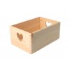 Přírodní dřevěný box se srdíčky 30 x 20 x 13 cm
