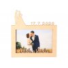 Dřevěný svatební fotorámeček s datem a jménem - 10x15 cm