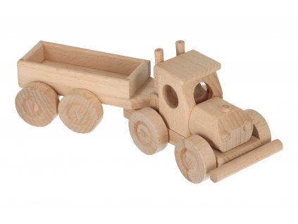 Dřevěné nákladní auto s vlečkou