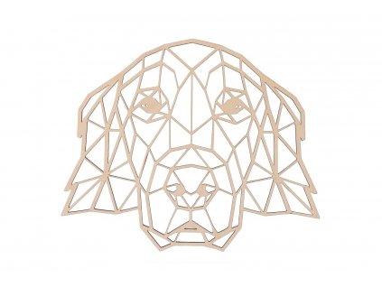 Drevený geometrický obraz - Zlatý retriever 65 cm
