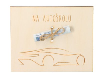 Drevená kapsa na peniaze - Na autoškolu