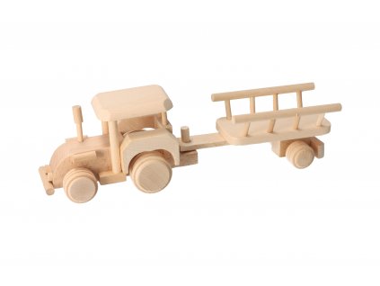 Drevený traktor s vlečkou