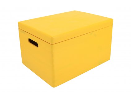 Dřevěný box s víkem 40x30x23 cm - žlutý