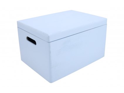 Dřevěný box s víkem 40x30x23 cm - světle modrý