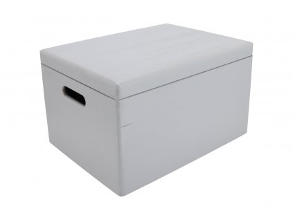 Dřevěný box s víkem 40x30x23 cm - šedý
