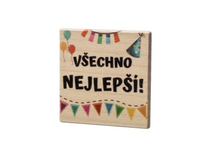 Dřevěný podtácek - "Všechno nejlepší!"