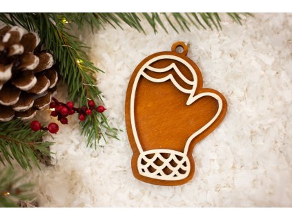 Drevená vianočná ozdoba Medovník rukavica