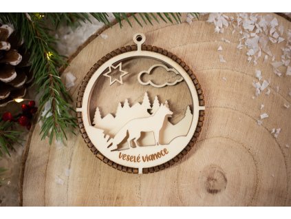 Drevená vianočná ozdoba 3D Guľa A2