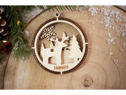 Drevená vianočná ozdoba 3D Guľa A6