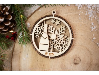 Drevená vianočná ozdoba 3D Guľa A7