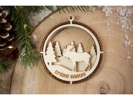 Drevená vianočná ozdoba 3D Guľa A9