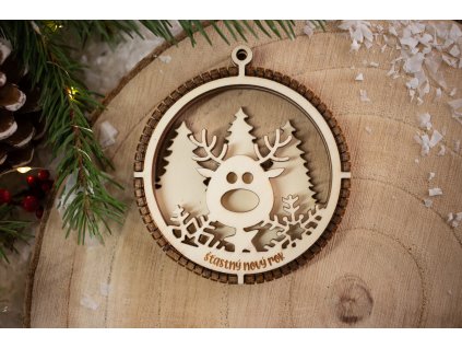 Drevená vianočná ozdoba 3D Guľa B1