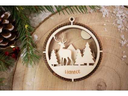 Drevená vianočná ozdoba 3D Guľa B3