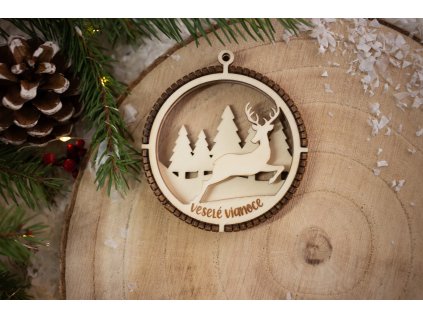 Drevená vianočná ozdoba 3D Guľa B4