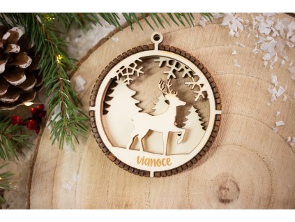 Drevená vianočná ozdoba 3D Guľa B8