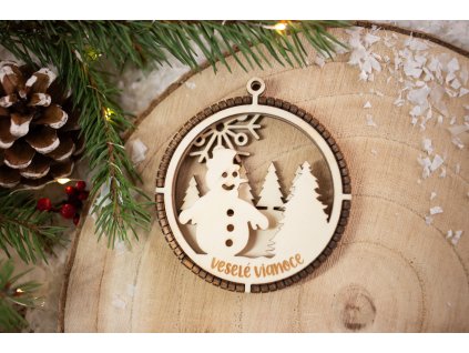 Drevená vianočná ozdoba 3D Guľa B9