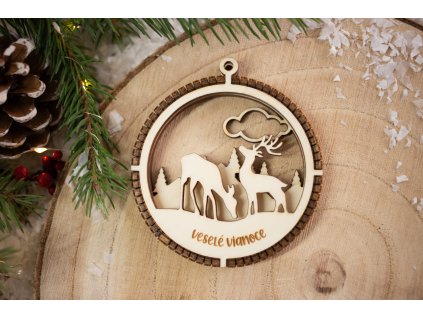 Drevená vianočná ozdoba 3D Guľa C0