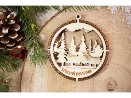 Drevená vianočná ozdoba 3D Guľa C1