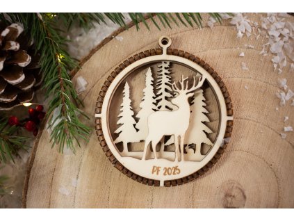 Drevená vianočná ozdoba 3D Guľa C2