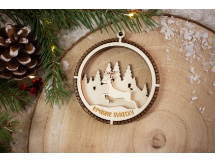 Drevená vianočná ozdoba 3D Guľa C3