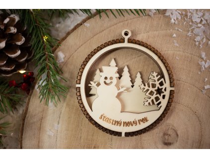 Drevená vianočná ozdoba 3D Guľa C5