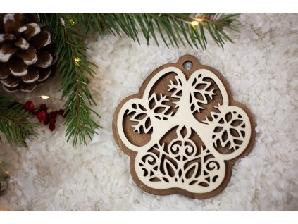 Drevená vianočná ozdoba Romantika labka