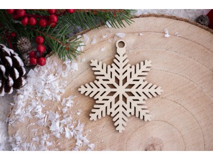 Drevená vianočná ozdoba Vločka A1