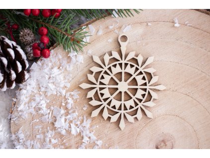 Drevená vianočná ozdoba Vločka A2
