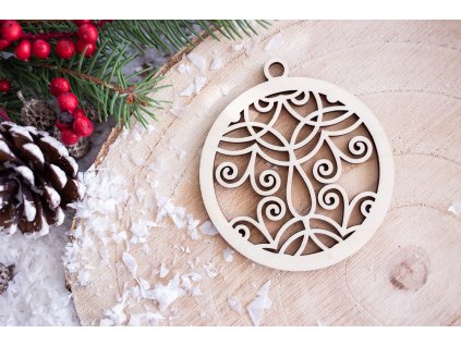 Drevená vianočná ozdoba Guľa 3