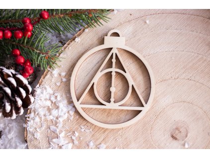 Drevená vianočná ozdoba Harry Potter Dary smrti