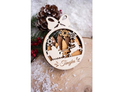 Personalizovaná drevená vianočná ozdoba 3D 1
