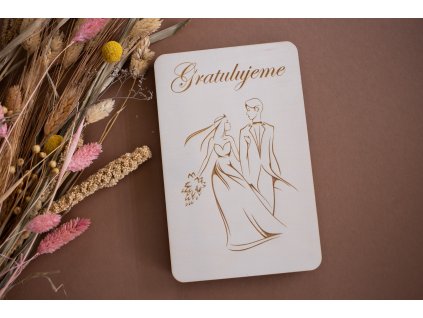 Drevená obálka K SVADBE Pár