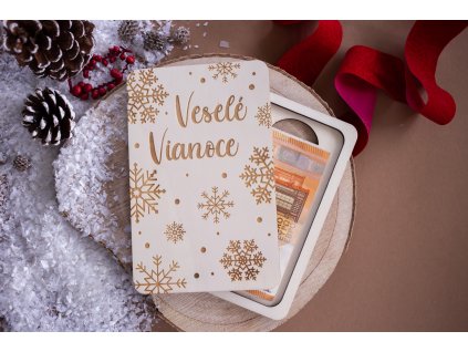 Drevená obálka Vianoce Vločky