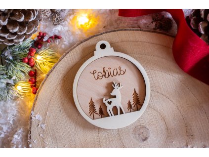 Drevená vianočná ozdoba Zimný príbeh  5 motívov
