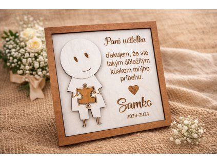Drevené puzzle pre pani učiteľku s poďakovaním