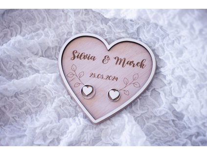 Tanierik na obrúčky srdce Lístočky