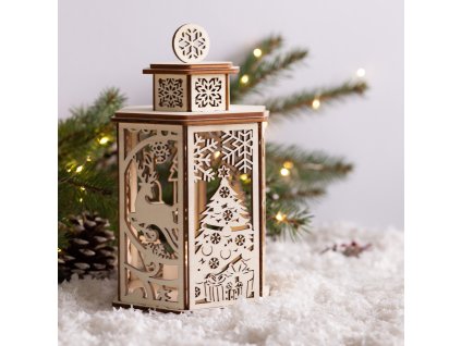 Drevený lampáš Vianočné kúzlo