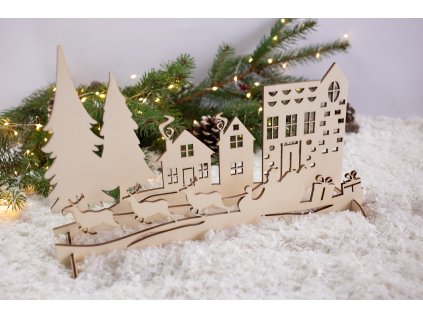 Drevená vianočná krajinka 1