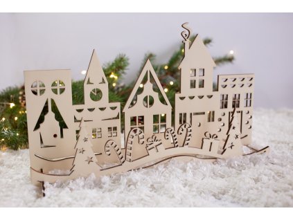 Drevená vianočná krajinka 2