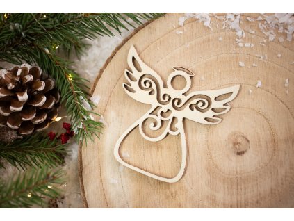 Drevená vianočná ozdoba Anjel 2
