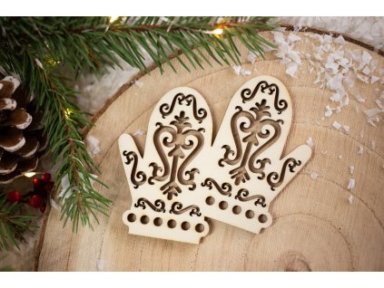 Drevená vianočná ozdoba Rukavice