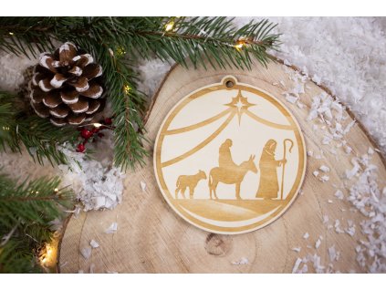 Drevená vianočná ozdoba Svätá noc 2