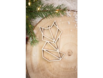 Drevená vianočná ozdoba Geometria líška